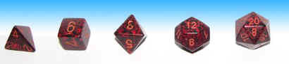 black platonic solid dice