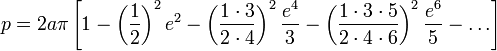 ellipse perimeter approx 2a pi [ 1 - (1/2)^2 e^2 - (1x3/2x4)^2 e^4 /3 - (1x3x5/2x4x6)^2 e^6 /5 - ... ]