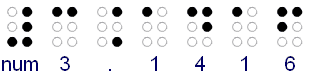 braille num 3.1416