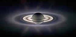 Planet Saturn showing its wide, flat concentric rings