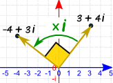 complex plane vector 3+4i by i = -4+31