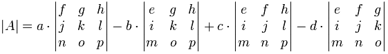 4x4 determinant formula