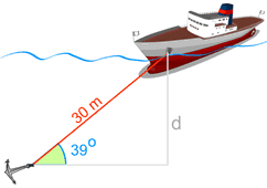 trig example 30m at 39 degrees