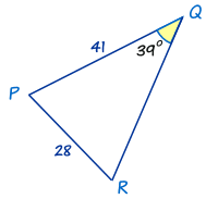 triangle 39 degrees, 41, 28
