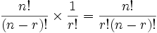 combinations no repeat: n!/(n-r)! x (1/r!) = n!/r!(n-r)!