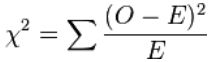 chi square formula chisquare = sum (O-E)^2 / E