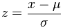 z score = (x-mu)/sigma