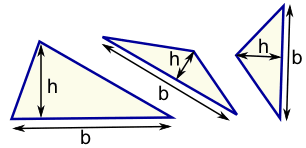 area 3 triangles with base and height