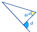 exterior angle theorem 61 inside triangle, d outside