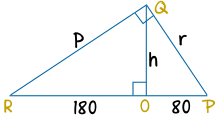 mean proportional triangle p, r, h, 180 and 80