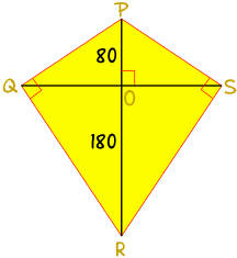 mean proportional kite PO is 80, OR is 180