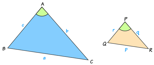 triangles similar ABC and PQR