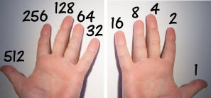 hand both: 512,256,128,64,32,16,8,4,2,1
